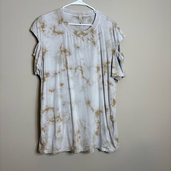 Lululemon All Yours Tie Dye Shoulder Cut Out Tee Size 12 - Picture 2 of 7
